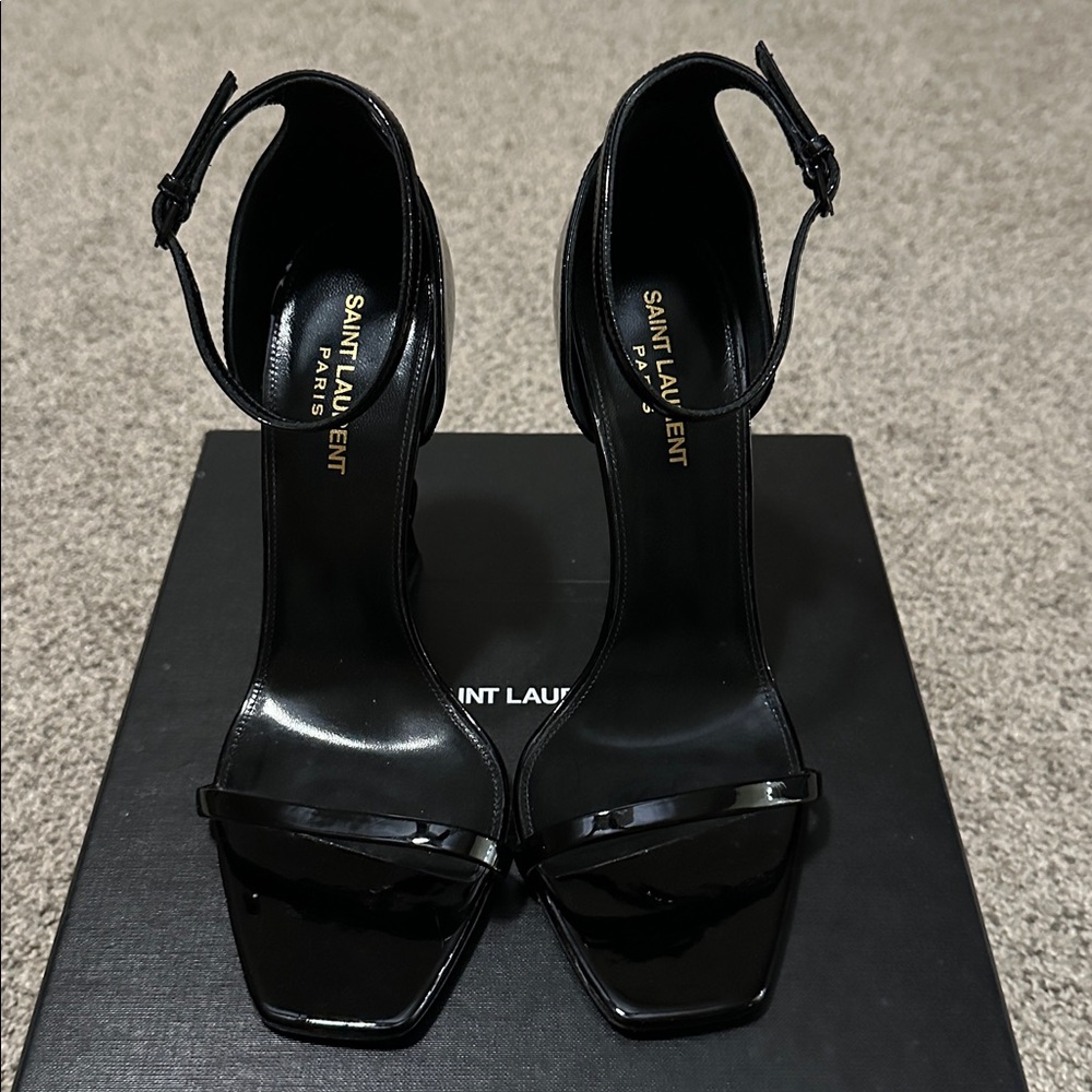 Authentic Saint Laurent Opyum YSL 110 Patent Leather Sandals 40 Black/Black - Picture 7 of 16